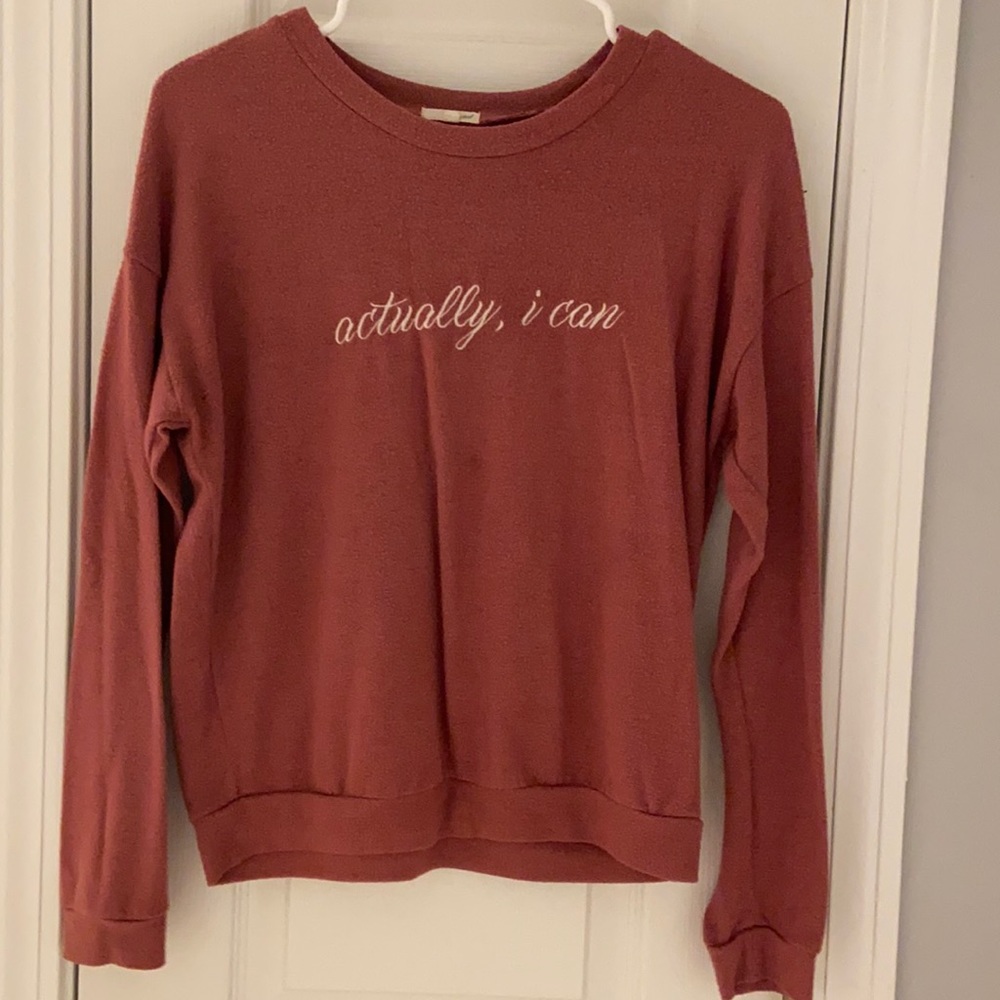 Very comfortable size small sweater. Fits more like a long sleeve T-shirt.